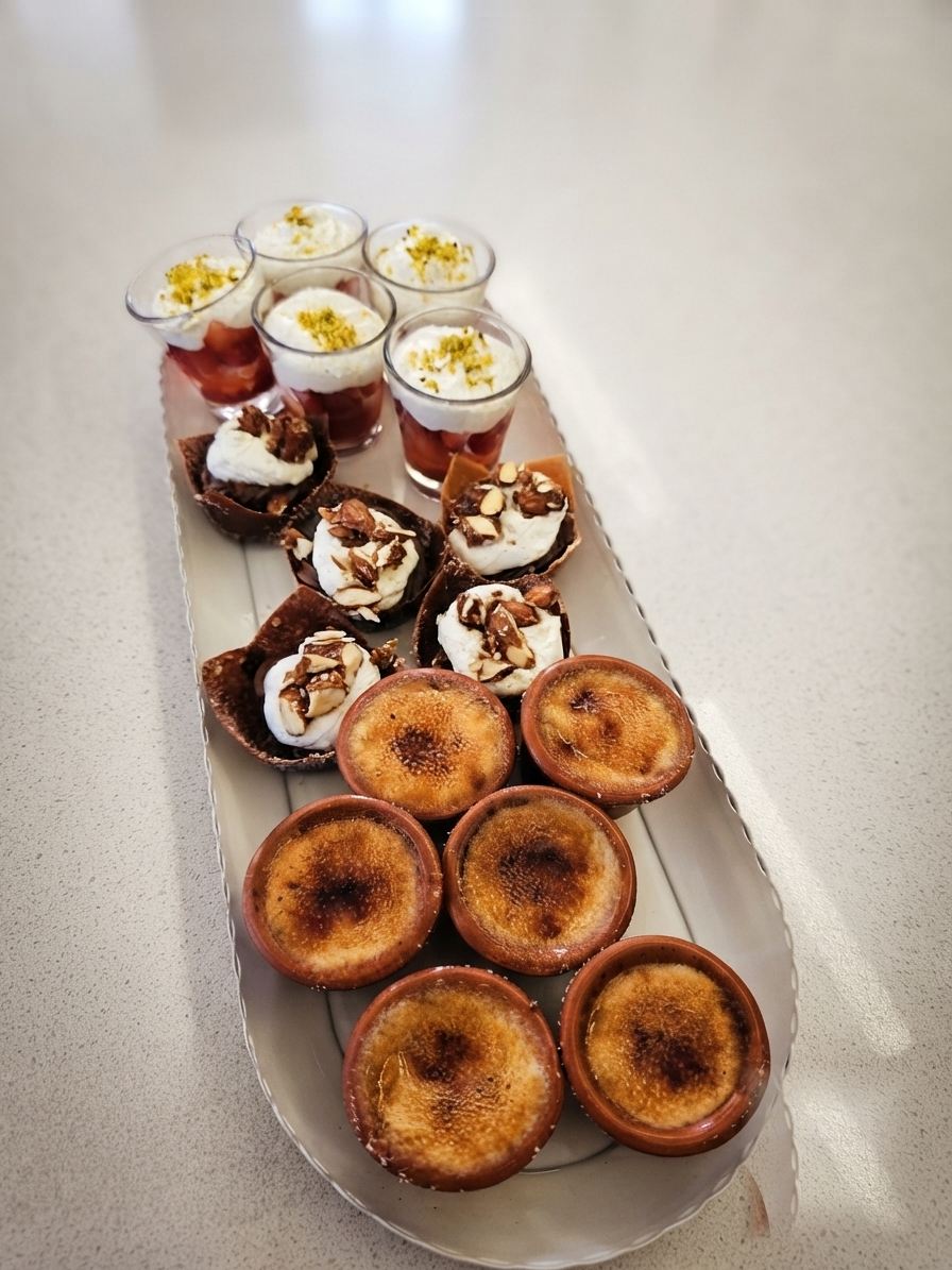 Savoury tartlets and canapé shot glasses