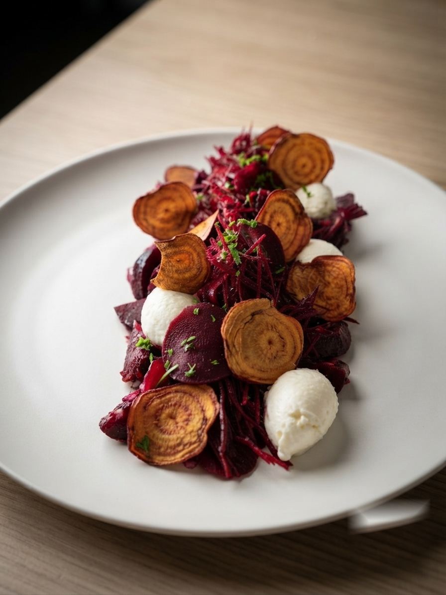 Beetroot carpaccio with goat's cheese